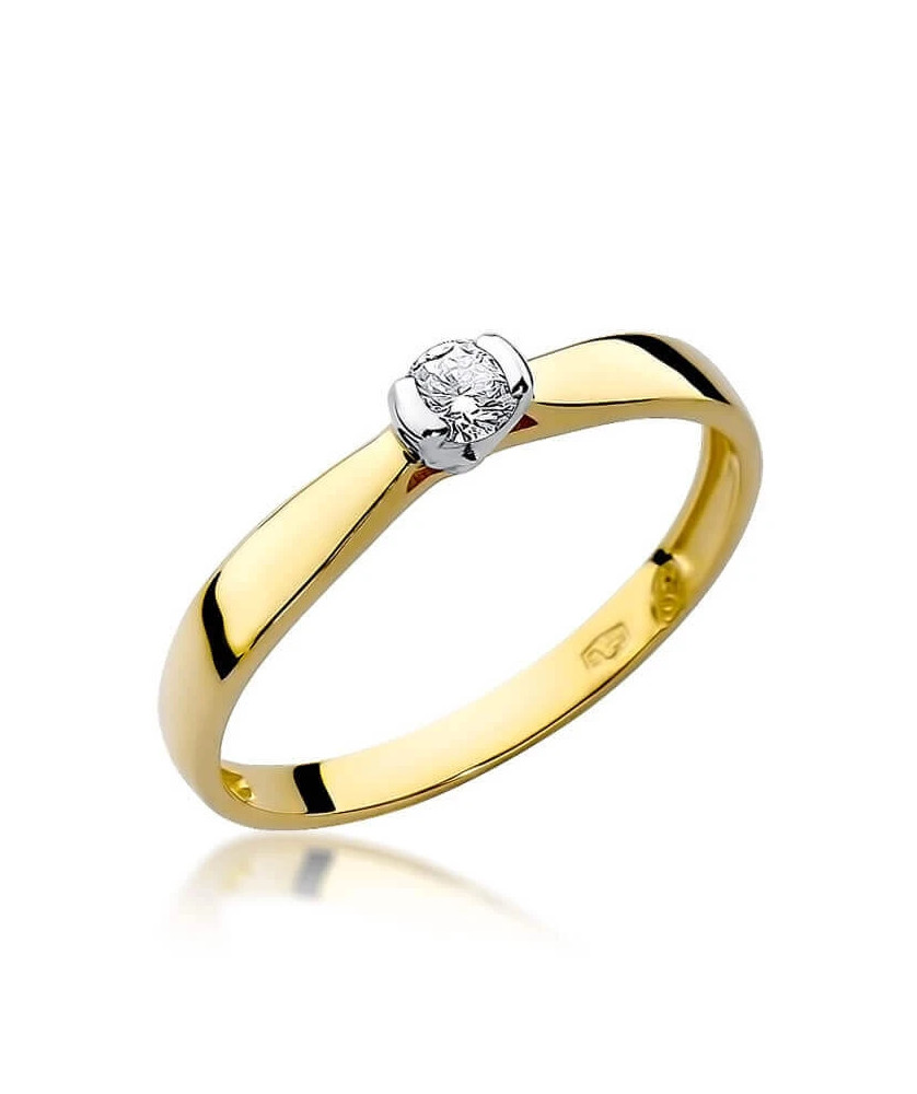 Złoty Pierścionek 14k z diamentem brylant 0,08ct