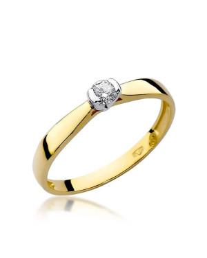 Złoty Pierścionek 14k z diamentem brylant 0,08ct