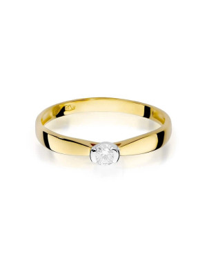 Złoty Pierścionek 14k z diamentem brylant 0,08ct