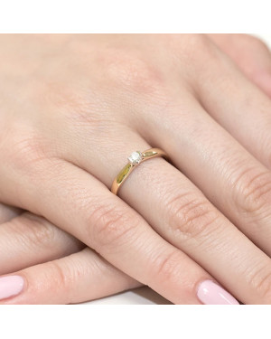 Złoty Pierścionek 14k z diamentem brylant 0,08ct
