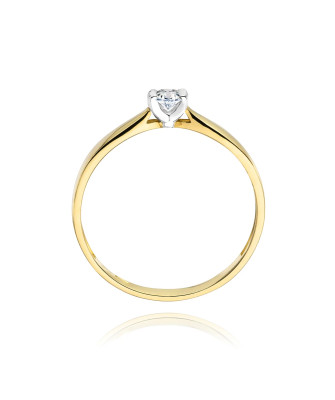 Złoty Pierścionek 14k z diamentem brylant 0,08ct