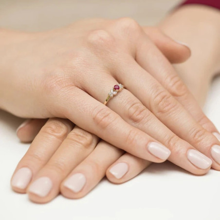 Gold ring with diamond EY-414 ruby ​​| GoldJewellery
