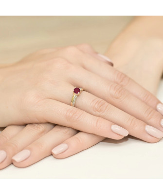 Złoty Pierścionek 14k z diamentem granat 0,60ct