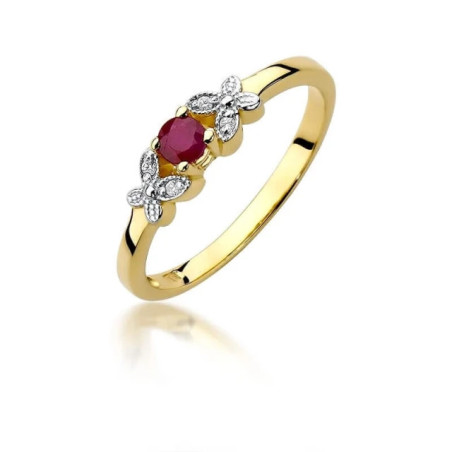 Gold ring with diamond EY-414 ruby ​​| GoldJewellery