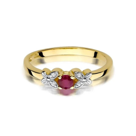 Gold ring with diamond EY-414 ruby ​​| GoldJewellery