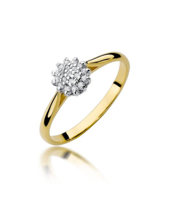 Złoty Pierścionek 14k z diamentem brylant 0,10ct