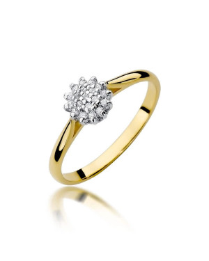 Złoty Pierścionek 14k z diamentem brylant 0,10ct