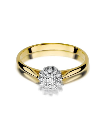 Złoty Pierścionek 14k z diamentem brylant 0,10ct