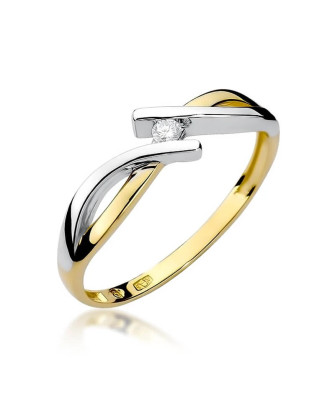 Złoty Pierścionek 14k z diamentem brylant 0,04ct