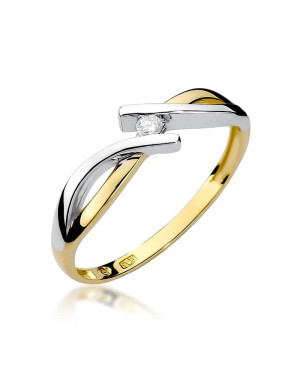 Złoty Pierścionek 14k z diamentem brylant 0,04ct
