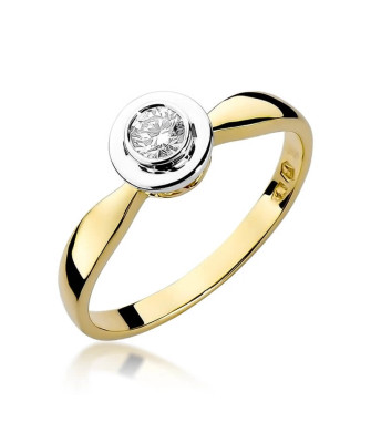 Złoty Pierścionek 14k z diamentem brylant 0,15ct