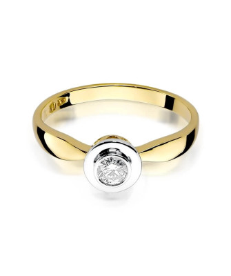 Złoty Pierścionek 14k z diamentem brylant 0,15ct