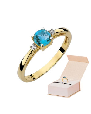 Złoty Pierścionek 14k z diamentem topaz 0,50ct