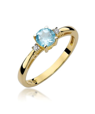 Gold Ring 14k with diamond topaz 0.50ct