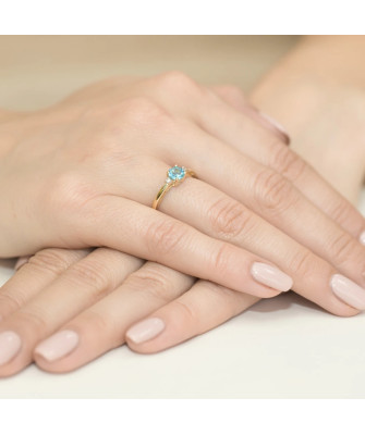 Złoty Pierścionek 14k z diamentem topaz 0,50ct
