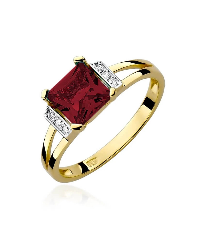 Złoty Pierścionek 14k z diamentem granat 1,30ct