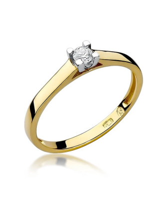 Złoty Pierścionek 14k z diamentem brylant 0,10ct