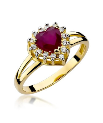 Złoty Pierścionek 14k z diamentem rubin 1,10ct