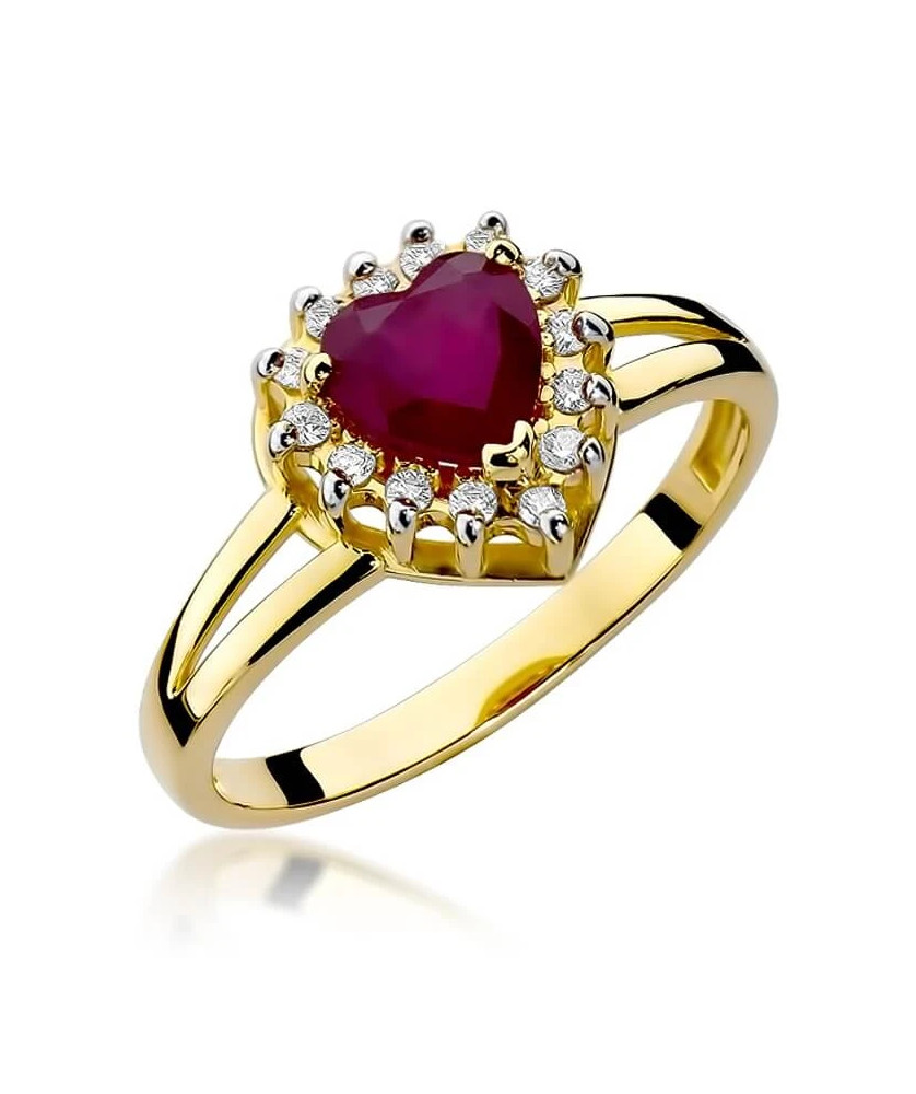 14k Gold Ring with Diamond Ruby 1.10ct