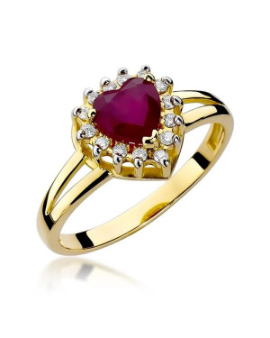 14k Gold Ring with Diamond Ruby 1.10ct