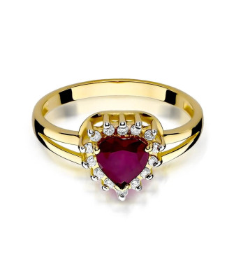 Złoty Pierścionek 14k z diamentem rubin 1,10ct