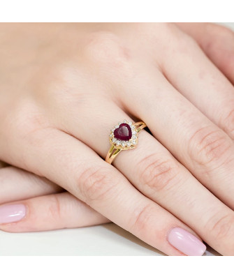 14k Gold Ring with Diamond Ruby 1.10ct