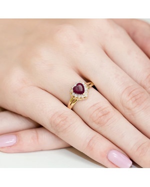 Złoty Pierścionek 14k z diamentem rubin 1,10ct
