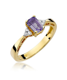 14k Gold Ring with Amethyst Diamond 0.50ct