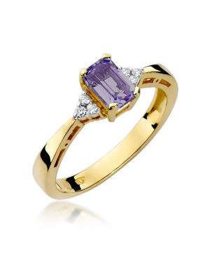 14k Gold Ring with Amethyst Diamond 0.50ct