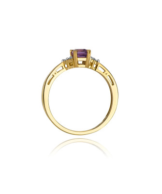 Złoty Pierścionek 14k z diamentem ametyst 0,50ct