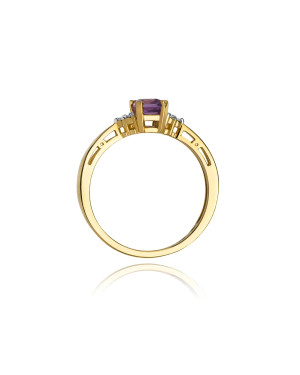 Złoty Pierścionek 14k z diamentem ametyst 0,50ct
