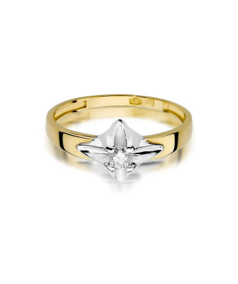 Złoty Pierścionek 14k z diamentem brylant 0,12ct
