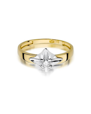Złoty Pierścionek 14k z diamentem brylant 0,12ct