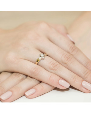 Złoty Pierścionek 14k z diamentem brylant 0,12ct