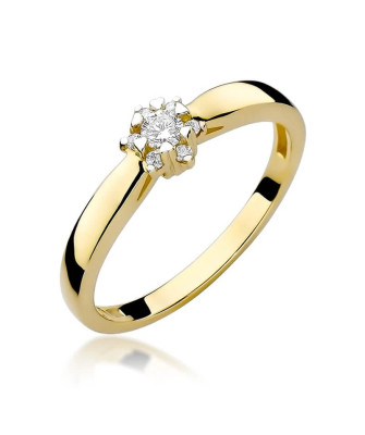 Złoty Pierścionek 14k z diamentem brylant 0,15ct
