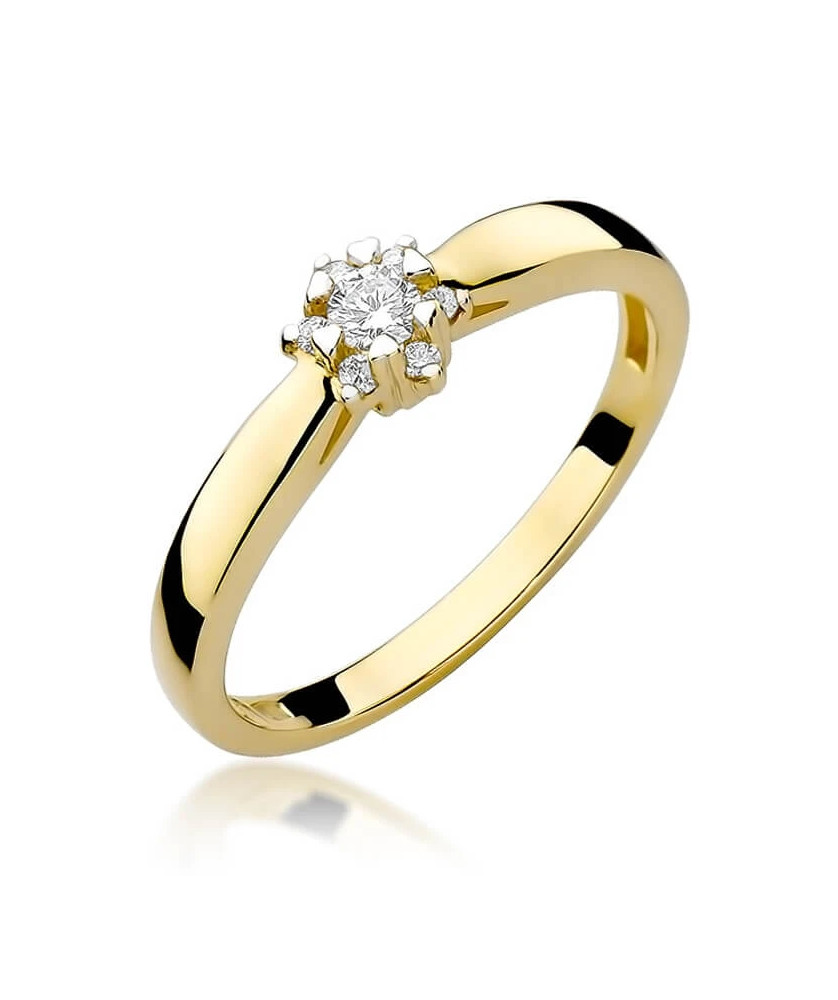 Złoty Pierścionek 14k z diamentem brylant 0,15ct