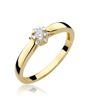 Złoty Pierścionek 14k z diamentem brylant 0,15ct