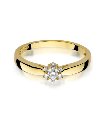 Złoty Pierścionek 14k z diamentem brylant 0,15ct