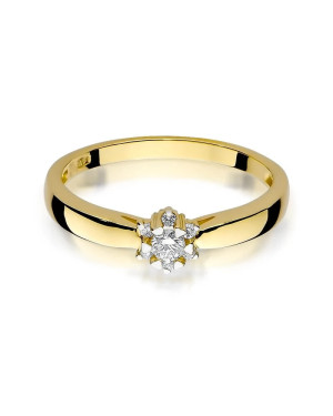 Złoty Pierścionek 14k z diamentem brylant 0,15ct