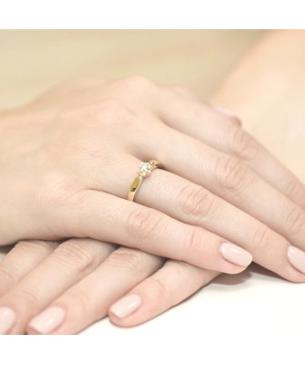 Złoty Pierścionek 14k z diamentem brylant 0,15ct