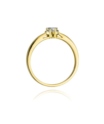 Złoty Pierścionek 14k z diamentem brylant 0,15ct