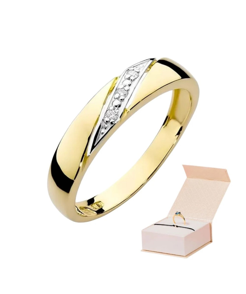 Złoty Pierścionek 14k z diamentem brylant 0,02ct