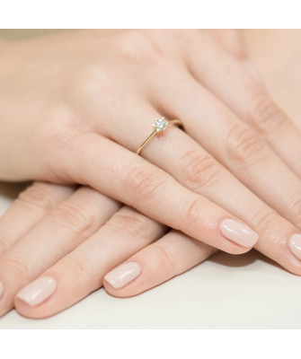 Złoty Pierścionek 14k z diamentem brylant 0,23ct