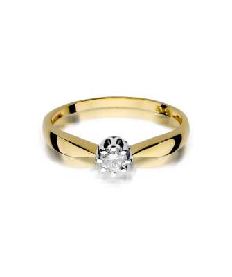 Złoty Pierścionek 14k z diamentem brylant 0,15ct