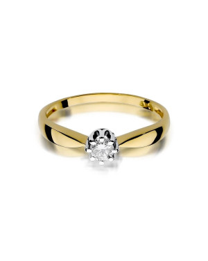 Złoty Pierścionek 14k z diamentem brylant 0,15ct
