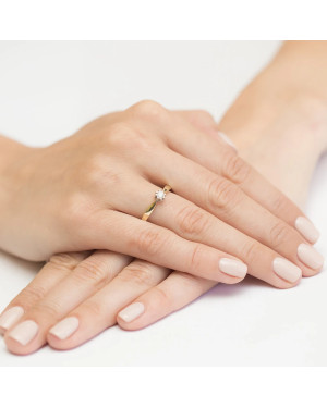 Złoty Pierścionek 14k z diamentem brylant 0,15ct
