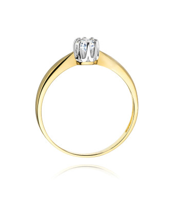 Złoty Pierścionek 14k z diamentem brylant 0,15ct