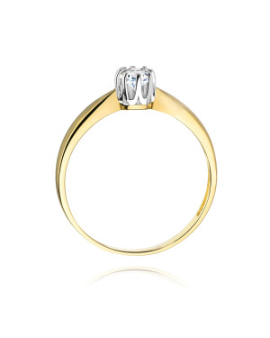 Złoty Pierścionek 14k z diamentem brylant 0,15ct