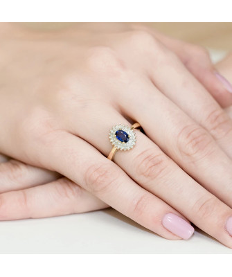 Złoty Pierścionek 14k z diamentem szafir 0,70ct