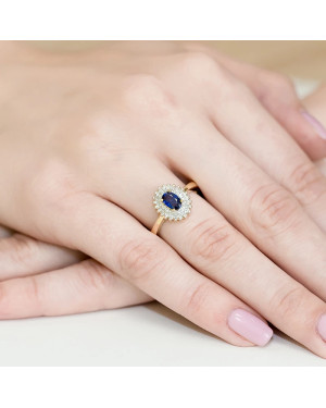 Złoty Pierścionek 14k z diamentem szafir 0,70ct